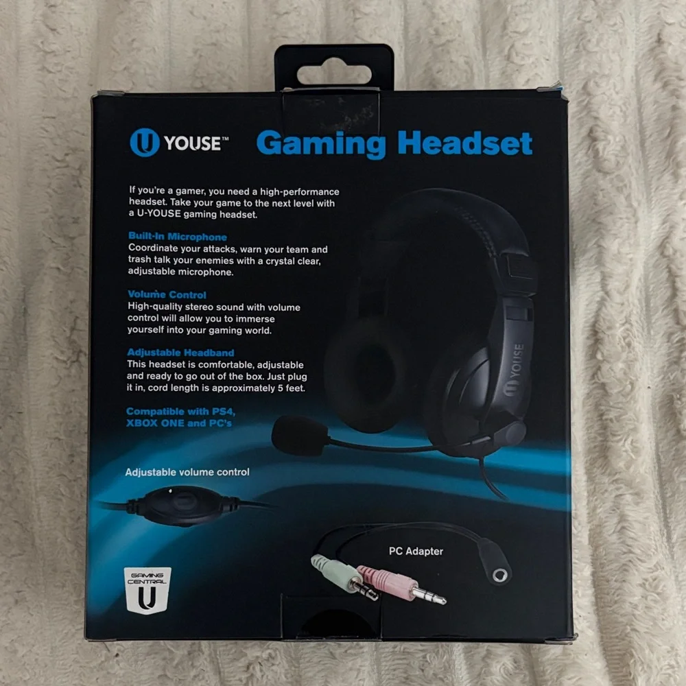 U Youse Gaming Headset for Xbox One, PS4 and PC - Black